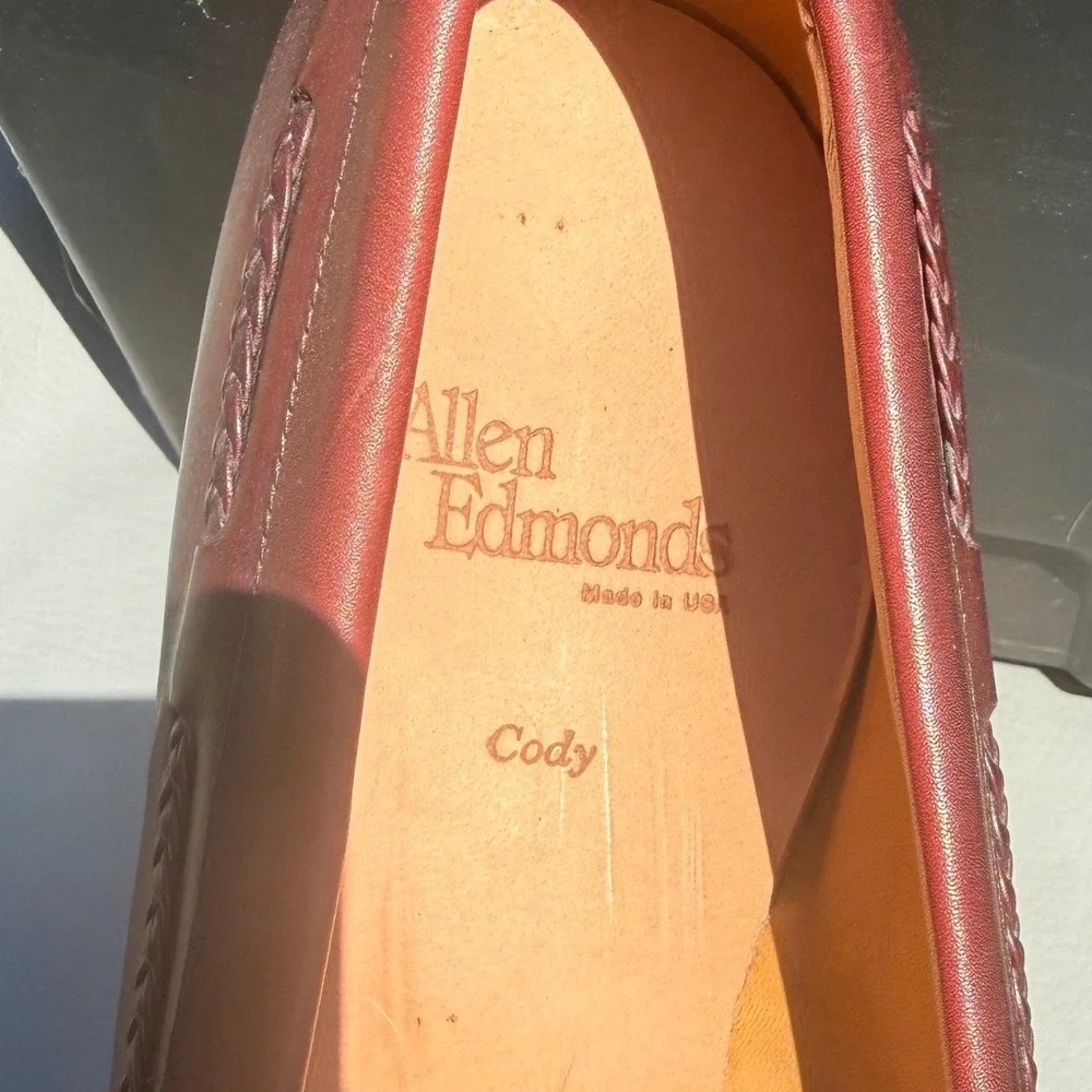 Allen Edmonds Cody Tassel Loafers Oxblood Burgundy Leather Woven 9.5 D Wide